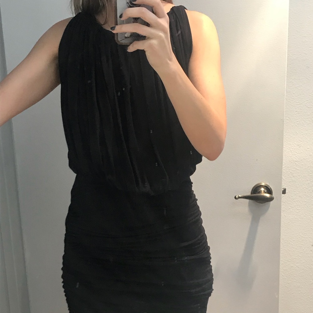 Max Studio black rugged cocktail dress